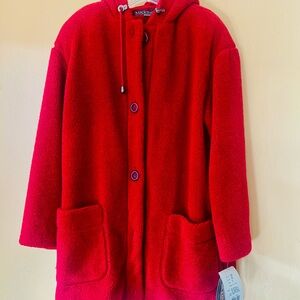 Cozy Red Teddy Jacket for Women